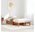 Produktbild: vidaXL Bett, Massivholzbett ohne Matratze Wachsbraun 90x200 Kiefernholz