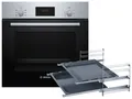 Produktbild: Bosch HBF133BR0ZA2 Set Backofen HBF133BR0 Edelstahl + 2-facher Teleskopauszug + 2 zusätzliche Backbleche