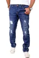 Produktbild: Reslad Jeans Herren Destroyed Look Slim Fit Denim Stretch Jeans-Hose RS-2062 Blau W33 / L30