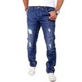 Produktbild: Reslad Destroyed-Jeans Reslad Jeans Herren Destroyed Look Slim Fit Denim Stretch Jeans-Hose Destroyed Look Slim Fit Jeans blau 33
