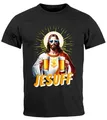 Produktbild: MoonWorks® Herren T-Shirt Bier Jesus Partyshirt Alkohol Fasching Karneval Outfit Männer Funshirt Schwarz 4XL