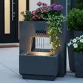 Produktbild: Gartenbrunnen mit Beleuchtung bepflanzbar Betonoptik 57 cm Springbrunnen Gartendekoration - Grau