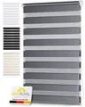 Produktbild: Sol Royal Doppelrollo 85 cm breit DL2 – Doppelrollo Klemmfix ohne Bohren 85x150 cm – Fensterrollo Innen Rollos für Fenster ohne Bohren – Sicht & Sonnenschutz Duo Rollo Fenster Rollos für Innen Grau
