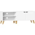 Produktbild: VASAGLE TV-Schrank, Fernsehtisch mit 2 Türen, 140 cm lang, TV-Regal für Fernseher bis zu 65 Zoll, verstellbare Ablage, für Wohnzimmer, Esszimmer... - Weiß