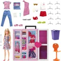 Produktbild: Barbie-Kleiderschrank Kleidung Und Accessoires, Mit Klapptüren Und Tragegriff, I