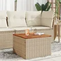 Produktbild: Gartentisch Beige 55x55x37 Cm Poly Rattan Und Akazienholz Vidaxl