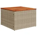 Produktbild: vidaXL Gartentisch, Outdoor Tisch mit Tischplatte aus Akazienholz, Couchtisch mit Stahlrahmen, Beistelltisch Garten Gartenmöbel, Beige Poly Rattan Akazienholz