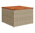 Produktbild: vidaXL Gartentisch, Outdoor Tisch Beige 55x55x37 cm Poly Rattan und Akazienholz