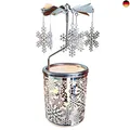 Produktbild: Kingnero Schneeflocke Windlicht Karussell, Glas teelichthalter karussell