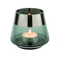 Produktbild: Fink Teelichthalter Ø 15 cm aus Glas türkis großes Windlicht mit silbernem Rand
