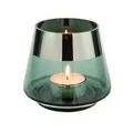 Produktbild: Fink Teelichthalter Ø 15 cm aus Glas türkis großes Windlicht mit silbernem Rand