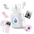 Produktbild: vretti Mini Drucker TP2-Y Thermodrucker kompatibel mit Android & iOS, Bluetooth Sticker Drucker mit 5 Rollen Etiketten, für iPhone Arbeitsauflistung Notizen Fotos DIY