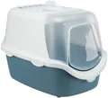 Produktbild: TRIXIE Vico Open Top mit Haube und Katzenklappe, 40 x 40 x 56 cm, blau/weiß, Aktivkohlefilter, einfache Reinigung, inkl. Schaufel und Halterung
