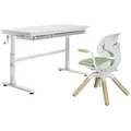 Produktbild: HOKO Kindertisch Schülerschreibtisch höhenverstellbar+ Lernstuhl Kinder Lern-Set (100×60cm / 120×60cm) + Neigbare Tischplatte, Schubladen, Mitwachsend, Kinder ab 6 Jahren) grün 120 cm
