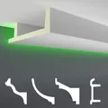 Produktbild: HEXIM LED Stuckleisten Muster - Indirekte Beleuchtung mit Deckenleisten aus PU, leicht & lichtundurchlässig- (20cm LED-12) Dekoration Ecke Spot Innen