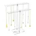 Produktbild: Kettenhalter Schmuck Kettenständer,2 Stöckig Schmuckständer mit 80 Haken Acryl Ketten Halterung Schmuck Transparent Kettenständer schmuck Halsketten Ständer für Ohrringe Armbänder Ring Armband,1 Stück