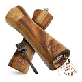 Produktbild: Schwarzwald Spirit Salz und Pfeffermühle Holz Klein (16,5 cm) - 2er Set mit Pfeffer und Salzmühle - Gewürzmühle mit Keramikmahlwerk inkl. Reinigungspinsel, Rezeptbuch - Küchenhelfer Geschenkidee
