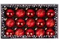 Produktbild: Weihnachtskugeln mit Verzierung aus Glas 6cm x 15 Stück in Kartonbox Christbaumkugeln (Merry Red)