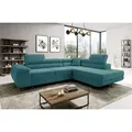 Produktbild: Easy4You Ecksofa Türkis AVATAR Kord L-Form – 277x73x203 cm - Schlafsofa mit Bettkasten und Schlaffunktion - Eckcouch mit Stauraum – Rechts –... - Türkis