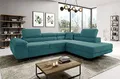 Produktbild: Easy4You Ecksofa Türkis Avatar Kord L-Form – 277x73x203 cm - Schlafsofa mit Bettkasten und Schlaffunktion - Eckcouch mit Stauraum – Rechts – Stoff Kord POSO 26