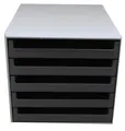 Produktbild: Ablagebox lichtgrau-dunkelgrau 5 Schubladen offen A4 Schubladenbox 30050910 M&M