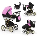 Produktbild: Klassischer Kinderwagen Sorento Gold 5 in 1 inkl. Sportsitz, Autositz und Iso Base in 19 Farben