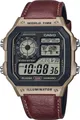 Produktbild: CASIO TIMELESS COLLECTION Chronograph AE-1200WHL-5AVEF, Quarzuhr, Armbanduhr, Herrenuhr, Lederarmband, Digitaluhr