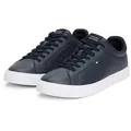 Produktbild: Tommy Hilfiger ICON COURT LTH FLAG ESS Sneaker, Freizeitschuh, Halbschuh, Schnürschuh mit kleiner Logoflagge blau 42 EU