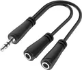 Produktbild: Hama - Audio-Splitter - mini-phone stereo 3,5 mm männlich zu mini-phone stereo 3,5 mm weiblich - 15cm - Schwarz (00200349)