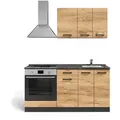 Produktbild: Vicco Küchenzeile R-Line, Goldkraft Eiche/Anthrazit, 160 cm mit Herdumbauschrank ohne... goldfarben
