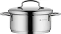 Produktbild: WMF Mini Kochtopf klein 14cm, Metalldeckel, Bratentopf 0,9l, Cromargan Edelstahl poliert, Induktion, stapelbar, ideal für kleine Portionen oder Singlehaushalte