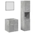 Produktbild: vidaXL Badezimmer-Set 3-tlg. Badmöbel-Set Betongrau Holzwerkstoff, (1-St)