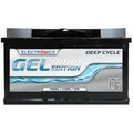 Produktbild: Electronicx GEL Versorgungsbatterie 12V 110Ah – 110 AH Deep Cycle Gel-Batterie für Wohnmobil, Van, Boot & Solaranlage. Maße: 315×175×190mm, gefüllt & geladen, wartungsfrei, rechts Pluspol