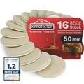 Produktbild: X-Protector Filzgleiter 16 Stück 50 mm - Prämie Möbelgleiter Beige - Dicker Filz Selbstklebend - Bodenschoner für Stühle - Große Menge an Filzgleiter Selbstklebend - Schützen Sie Ihre Holzfußböden