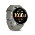 Produktbild: Garmin Venu® 4 - 45 mm Schwarz/Silber mit Schnellwechsel-Silikon-Armband 22 mm Grau