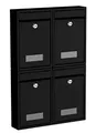 Produktbild: BASI | 4er Set Briefkasten | Wandbriefkasten Kompaktbriefkasten | DIN B5 | Namensschild jeweils 2 Schlüssel | Befestigungsmaterial | Briefkastenanlage | Stahlbriefkasten | Schwarz Matt | 4 Stück