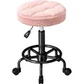 Produktbild: HOMCOM Rollhocker höhenverstellbar Drehhocker 50-66 cm Arbeitshocker 360° drehbar Bürohocker Hocker für Büro Salon Massage Spa Rosa   Aosom