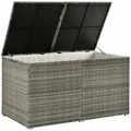 Produktbild: Polyrattan Auflagenbox Ikaria 950 L – Deckel Mit Hubautomatik & Innenplane – Garten Kissenbox Für Balkon & Terrasse – Gartenbox Grau-meliert - Juskys