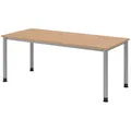 Produktbild: HAMMERBACHER HS19 höhenverstellbarer Schreibtisch eiche rechteckig, 4-Fuß-Gestell silber 180,0 x 80,0 cm