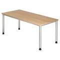 Produktbild: HAMMERBACHER Orbis höhenverstellbarer Schreibtisch eiche rechteckig, 4-Fuß-Gestell silber 180,0 x 80,0 cm