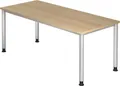 Produktbild: HAMMERBACHER Schreibtisch Schreibtisch 4-Fuß-rund 180x80cm Eiche/Silber