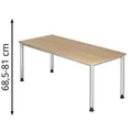 Produktbild: Hammerbacher Schreibtisch H-Serie, eiche / silber, höhenverstellbar, 180 x 68,5-81 x 80cm