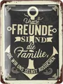 Produktbild: LANOLU Retro Blechschild mit Spruch - FREUNDE SIND FAMILIE - vintage Metallschilder mit Sprüchen als Wanddeko für Küche und Garten - Shabby Chic Deko Farmhouse, Maritime Anker Deko, 15x20cm