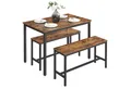 Produktbild: VASAGLE Essgruppe, (3er-Set, 3-tlg., Esstisch mit 2 Bänken), Küchentisch 70 x 110 x 77 cm, 2 Bänke je 30 x 97 x 50 cm