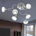 Produktbild: Deckenleuchte Deckenlampe Wohnzimmerleuchte chrom 6-Flammig Glas rund D 57 cm