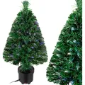 Produktbild: Weihnachtsbaum Künstlich 66 Cm Klein Tisch Topf Glasfaser Mit Beleuchtung 9 Farben Schwer Entflammbar Grün Tannenbaum Christbaum Weihnachten - Casaria