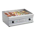 Produktbild: Royal Catering RCG 75 Elektrogrill Tischgrill Grillplatte Gastrogrill Edelstahl (2 x 3200 W, Glatt, Spritzschutz, Ablaufvorrichtung, bis 300 °C, 75 x 52 x 28 cm)
