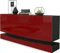 Produktbild: Vladon Sideboard City,  Germany, Schwarz matt/Bordeaux Hochglanz - Moderne Kommode für Ihr Wohnbereich (178 x 72 x 38 cm)