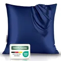 Produktbild: bene-sleep® Premium Seidenkissenbezug – 100 % Maulbeerseide 22 Momme | Verstärkte Nähte | OEKO-TEX zertifiziert* | Anti-Frizz & Faltenreduzierung | hypoallergen & hautfreundlich (Dunkelblau, 40x40 cm)