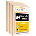 Produktbild: Creative Deco 5 x A4 Sperrholzplatte 15mm | 300 x 210 (+/- 2) mm | Birkensperrholz Dünne Holz-Zuschnitte | Perfektes Blatt für Laubsäge, Brandmalerei, Laserschnitt, CNC Router